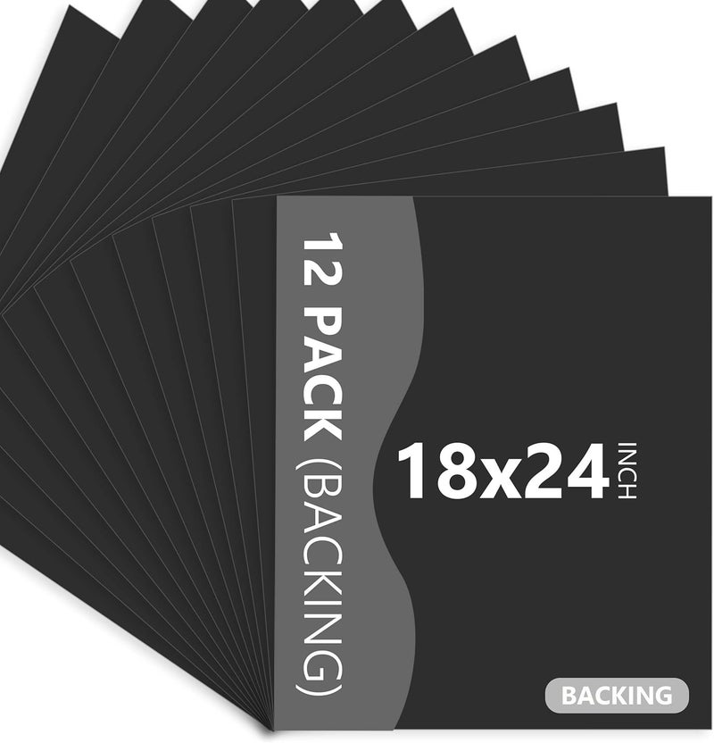 Somime 12 Pack Backing Boards Only - 18x24 Uncut Black Mats Matboards, Acid Free Backerboards, Ideal for Photos/Pictures/Prints/Frames/Arts - Image 1